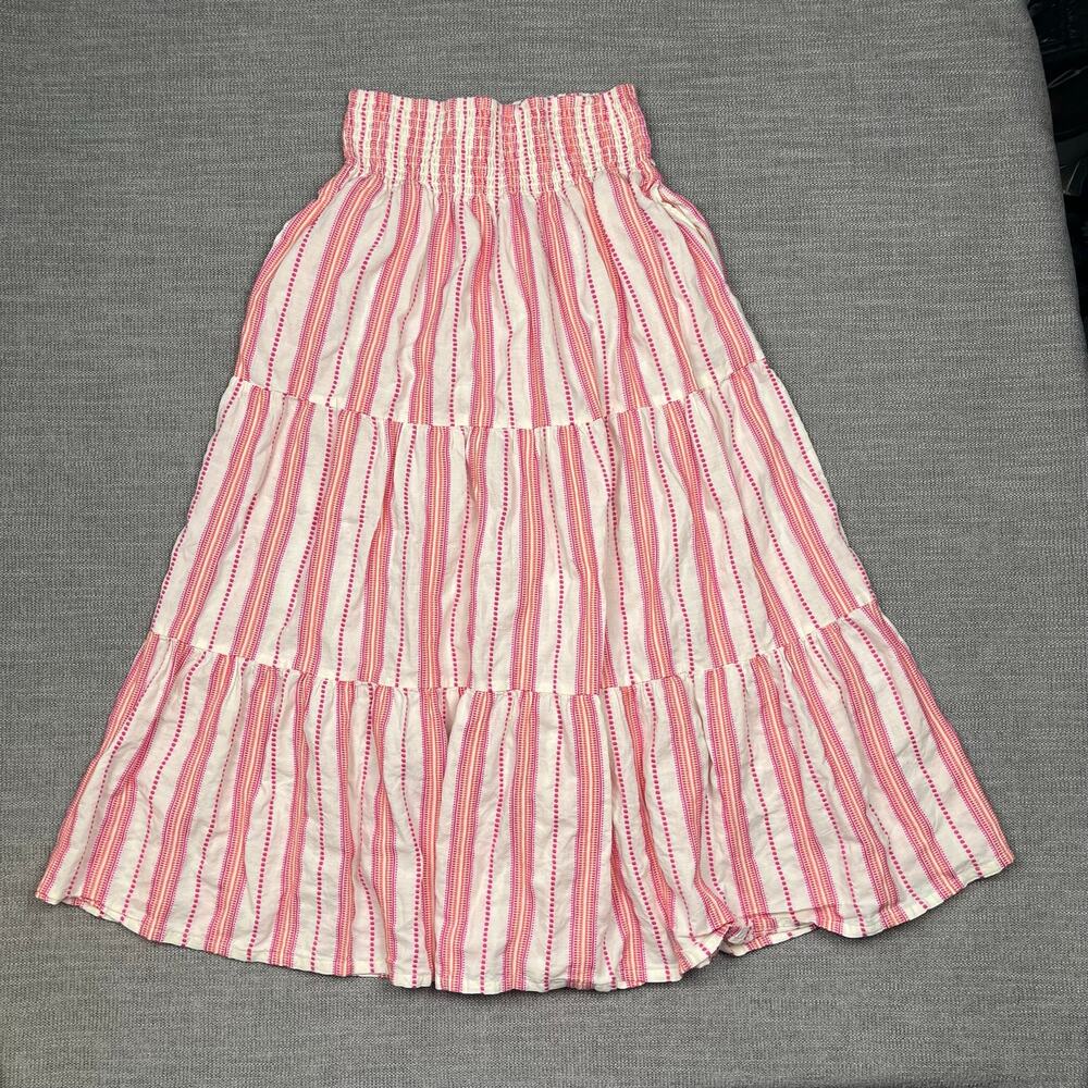 Marine Layer Corinne Maxi Skirt Women's Medium Pink Striped Smocked